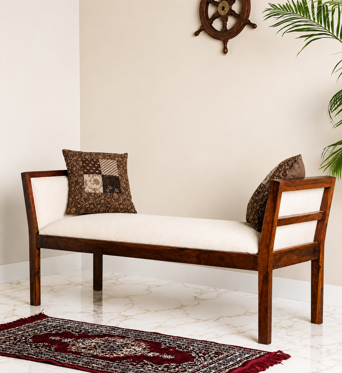 Wooden 2 seater Bench Siting and Home Décor in Walnut natural finish