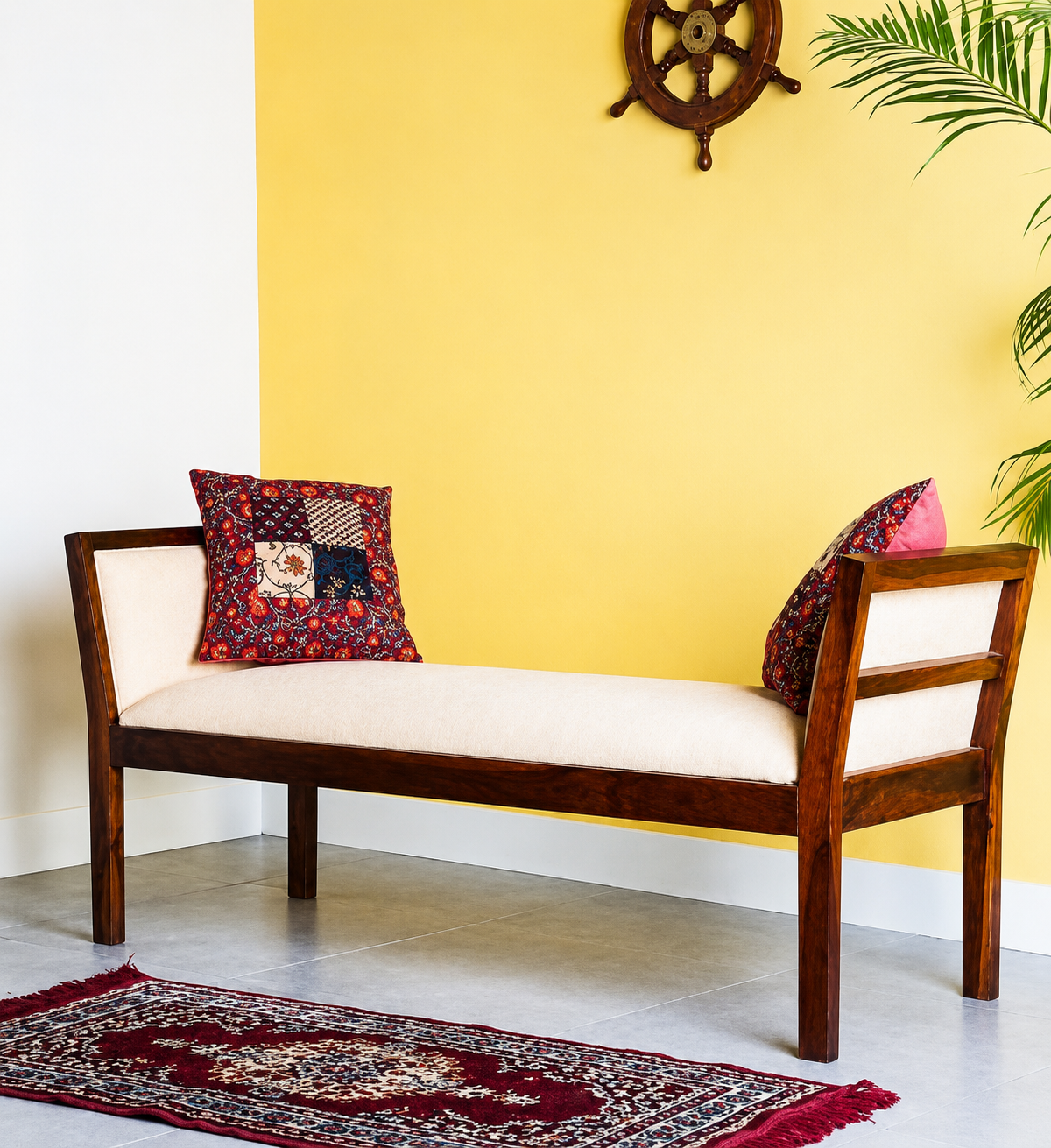 Wooden 2 seater Bench Siting and Home Décor in Walnut natural finish