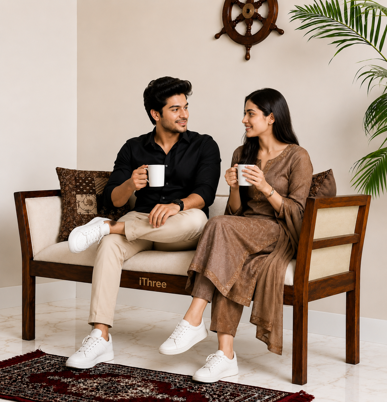 Wooden 2 seater Bench Siting and Home Décor in Walnut natural finish