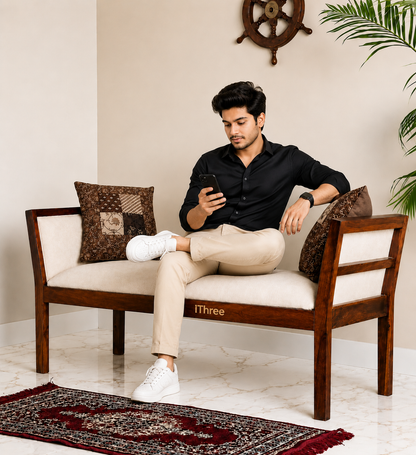 Wooden 2 seater Bench Siting and Home Décor in Walnut natural finish