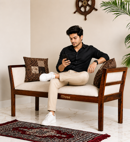 Wooden 2 seater Bench Siting and Home Décor in Walnut natural finish